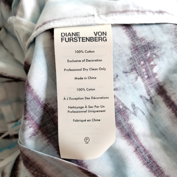 New DVF Indra Cotton Poplin Tie Dye Rain Mini Wrap Dress NWT Small - Picture 16 of 16